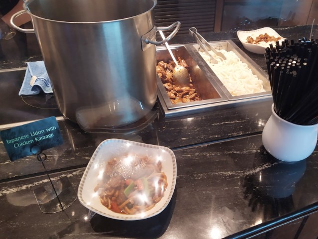 SilverKris Lounge Business Class Singapore - The Dining Hall - Live station of Japanese Udon with chicken karaage 