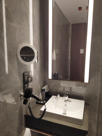 Hair dryer and basin at SilverKris Lounge Business Class Singapore Changi Airport
