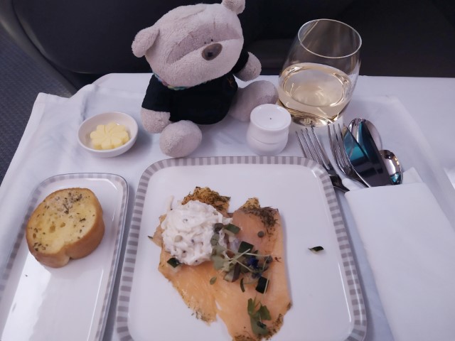 SQ Business Class from Singapore to Auckland Book The Cook Menu - Salmon