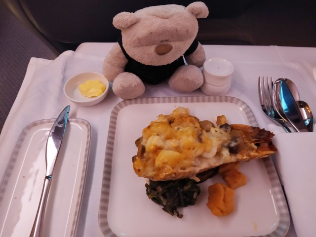 SQ Business Class from Singapore to Auckland Book The Cook Menu - Lobster Thermidor