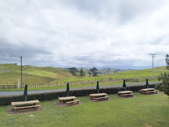 Views of the beautiful rolling hills from The Shire's Rest at the Hobbiton