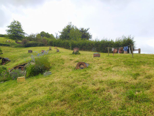 Hobbit clothes are still hanging on the Hobbiton Movie Set in the Shire