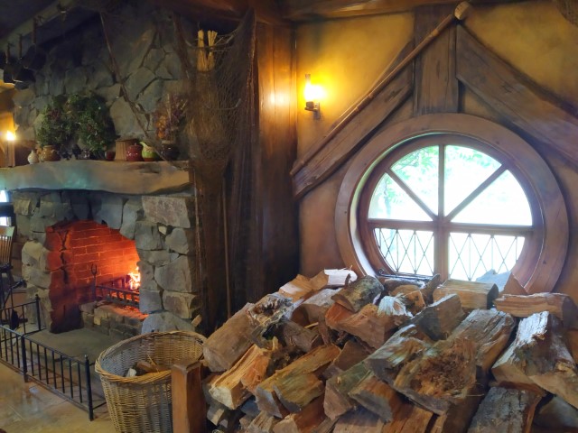 Fireplace inside The Green Dragon Inn that we love hanging out at