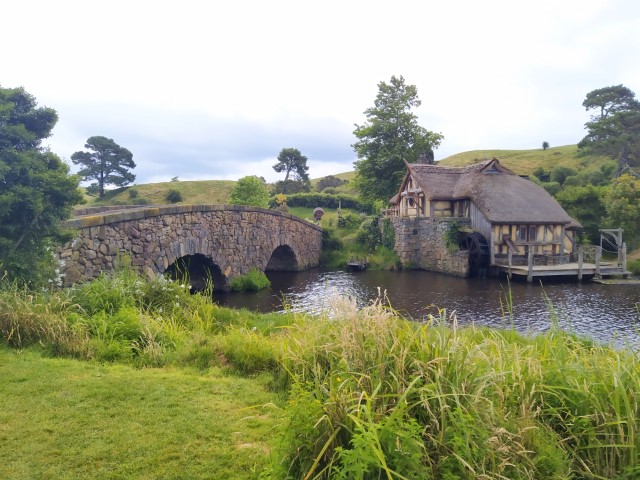 Iconic Stone Bridge next to the river near the Green Dragon Inn at Hobbiton The Shire