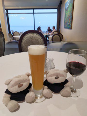 Edgewater Restaurant Taupo New Zealand Drinks - Merlot ($10) and Tuatara Hazy IPA ($14.5)