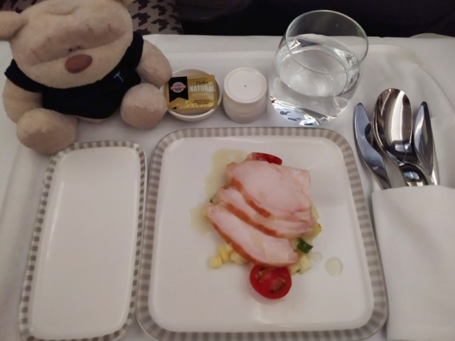 SQ Business Class from Auckland to Singapore International Menu - Smoked Duck Breast with Pineapple and Mango Salsa