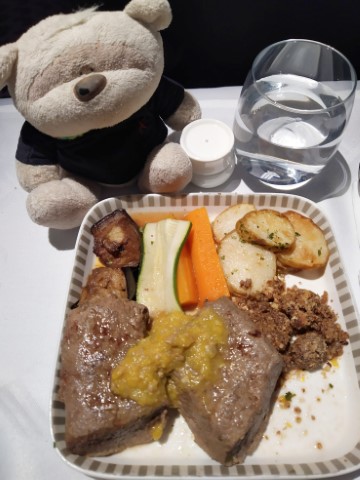 SQ Business Class from Auckland to Singapore International Menu - Roasted Lamb Loin in Roasted Yellow Capsicum Sauce