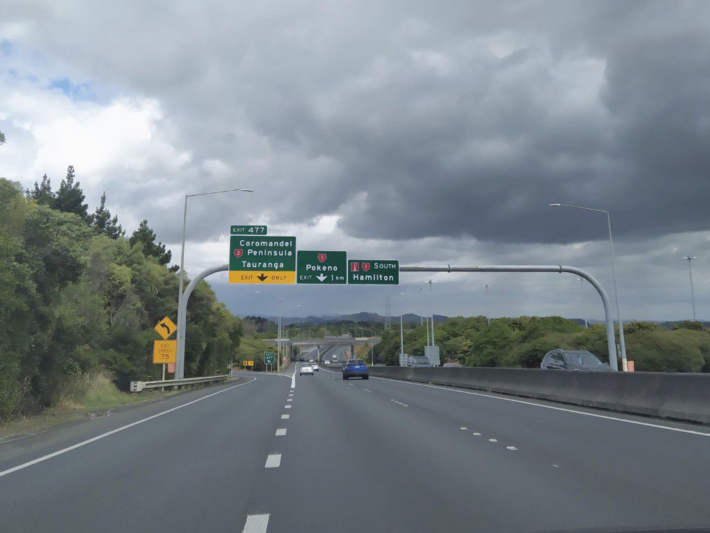 Driving from Auckland Airport to Hamilton New Zealand