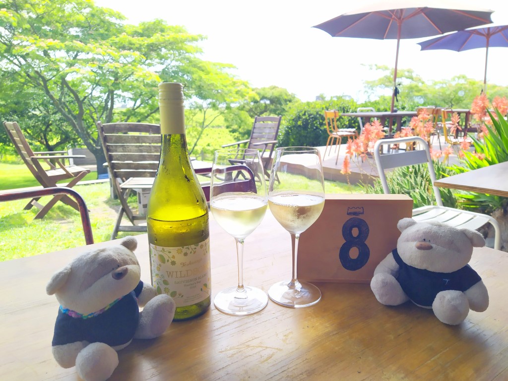Where we sat at Te Awanga Estate with Wildsong Sauvignon Blanc $33 a bottle