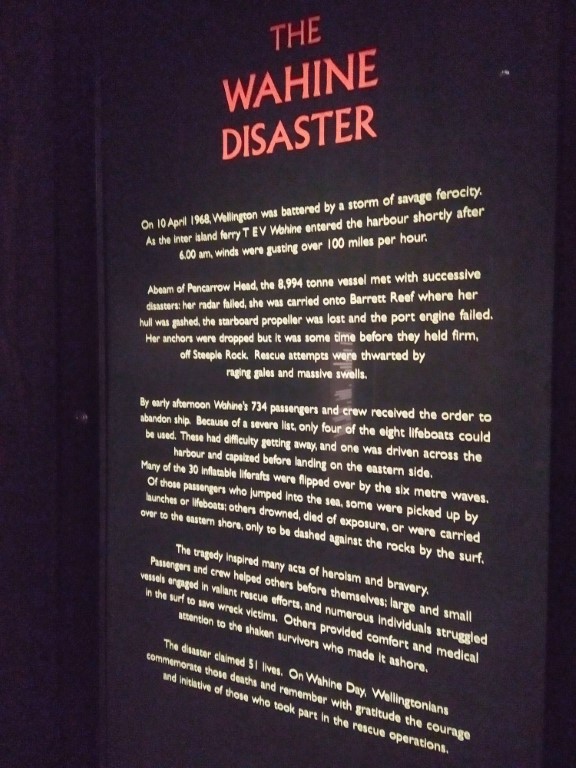 Description of Wahine Disaster in Wellington Museum