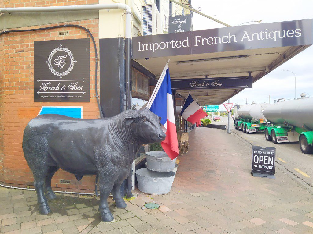 One of many charging bull statues in Bulls New Zealand