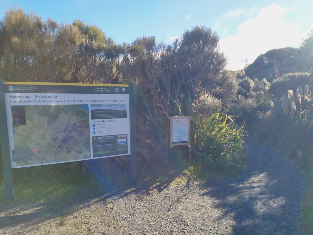 Entrance of Taranaki Falls Track, Tama Lakes Track and Tongariro Northern Circuit
