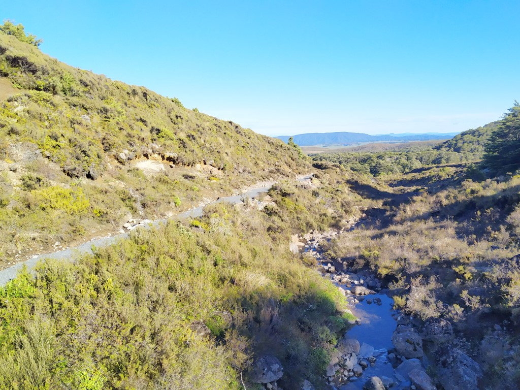 Treacherous route, crossing narrow paths and streams to Tama Lake NZ