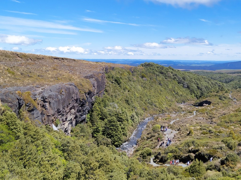 Seeing the crowds at Taranaki Falls in the distance