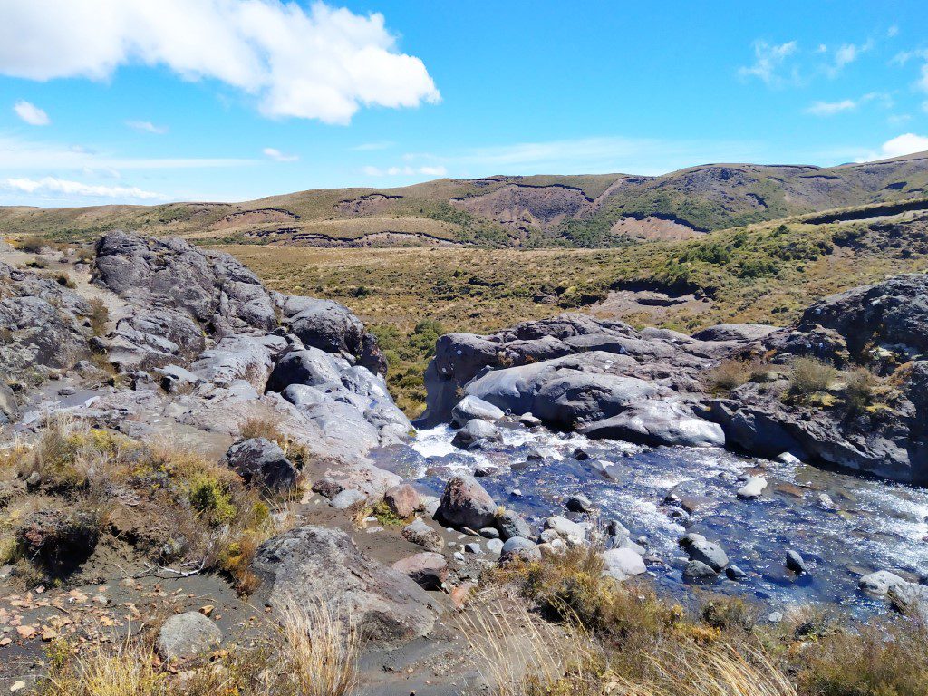 Top of Taranaki Falls where we didn't dare to venture further for the top down shot - Yikes!