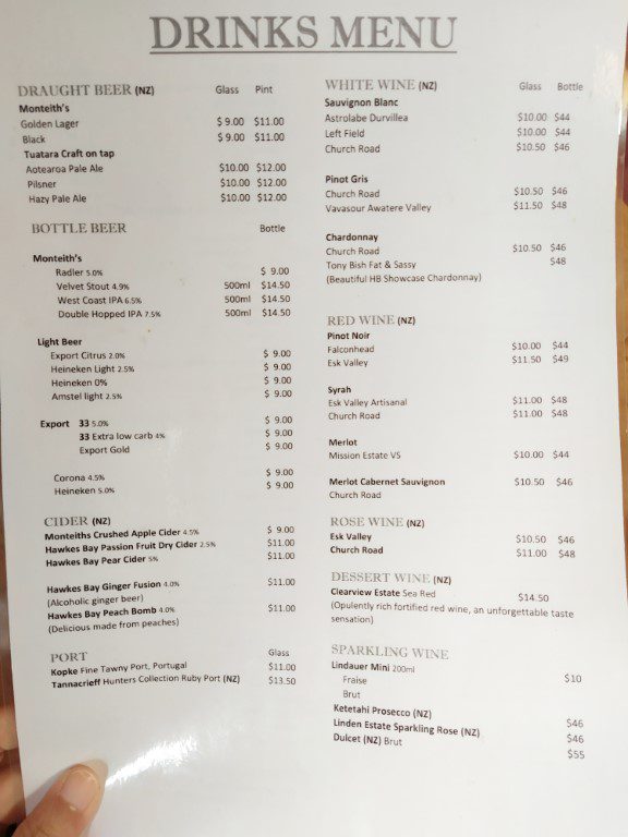 Skotel Alpine Resort Restaurant Drinks Menu