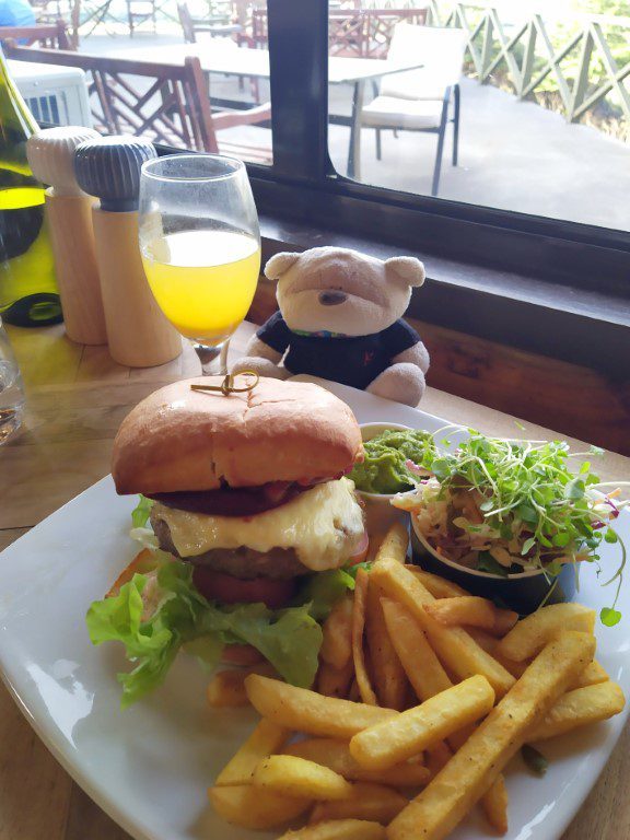 Beef burger and avocado smash ($26 + $3.5) from Skotel Alpine Resort Restaurant and Bar