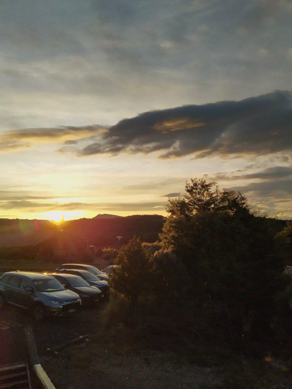 Sunset on day 2 of stay at Skotel Alpine Resort New Zealand