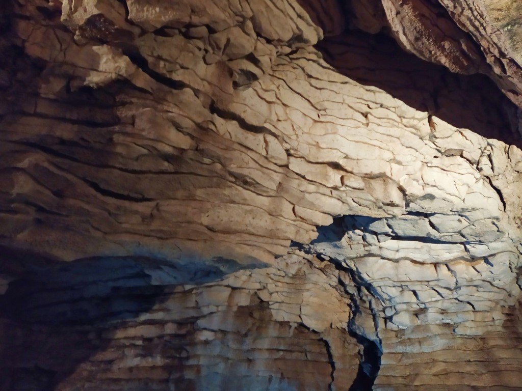 Natural layering formations inside Waitomo Glowworm Caves