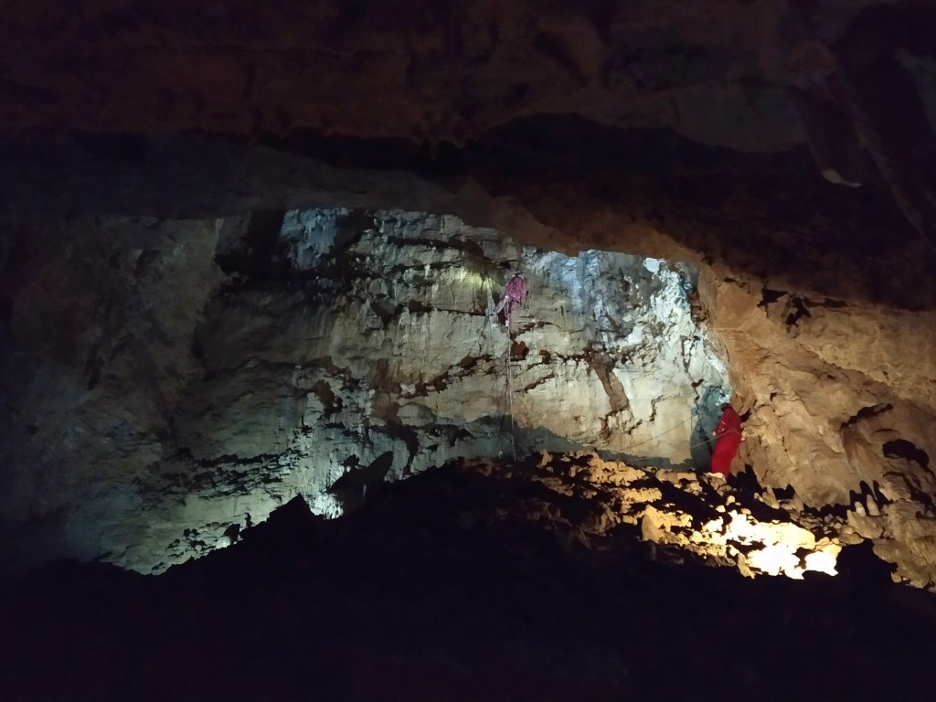 Early cave explorers inside Waitomo Cave System