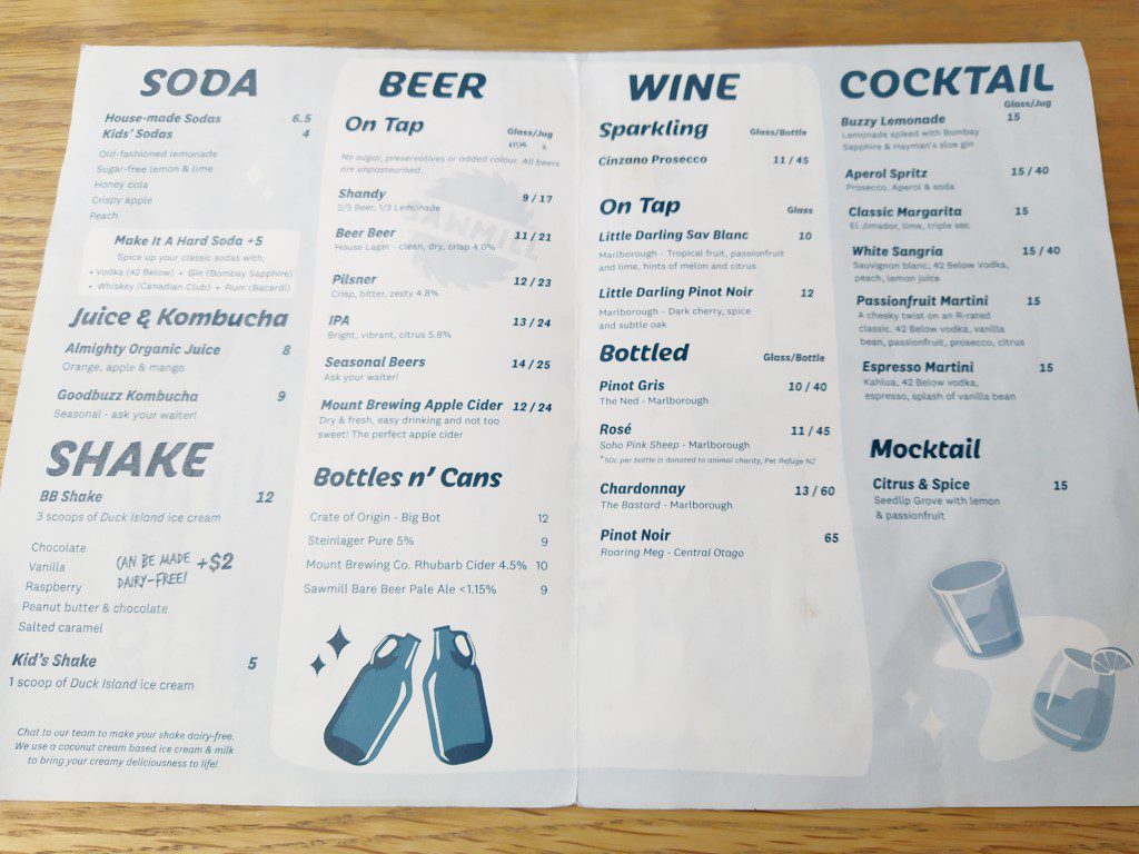 Burger Burger Auckland Beverage Drinks Menu