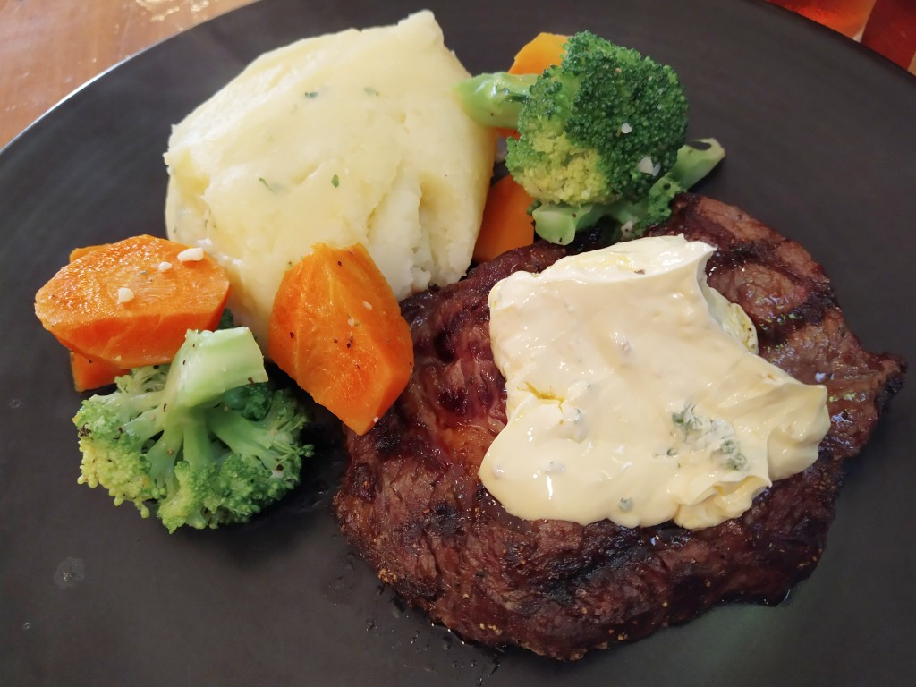 The Patriot Devonport Auckland Scotch Fillet Steak with Garlic Butter and Mash Potato / Vegetables ($34)