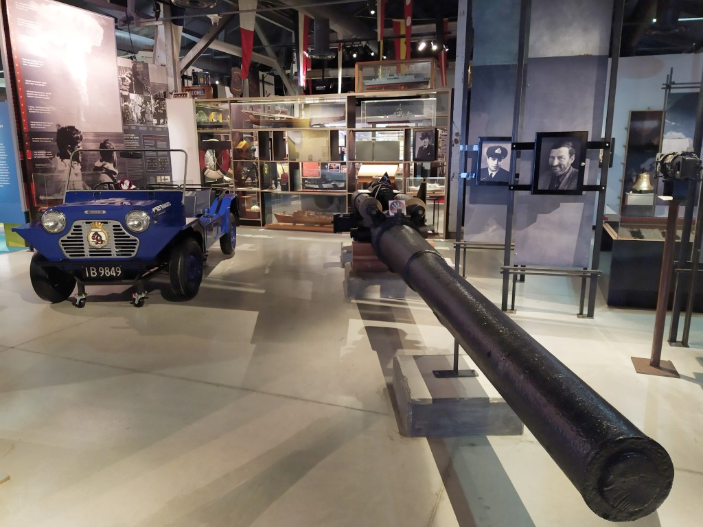 Guns and relics inside Torpedo Bay Navy Museum Royal New Zealand Navy