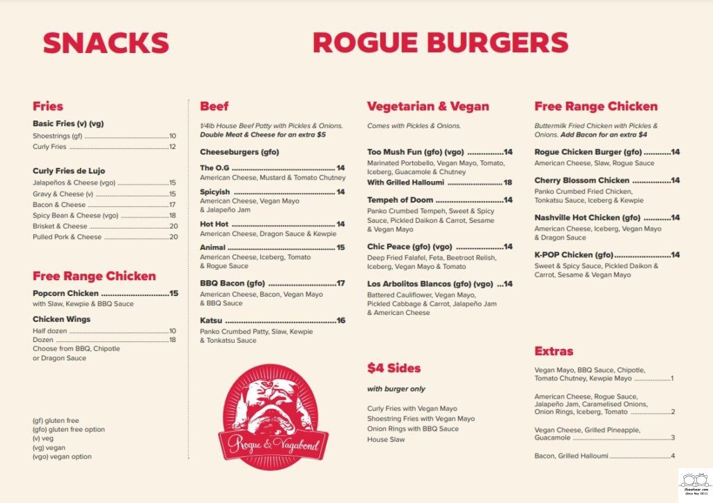 Rogue & Vagabond Craft Beer Bar Food Menu