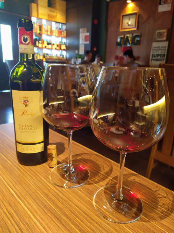 Enjoying our Chianti Classico Prestige (Uggiano) at JAG Wine East Coast Singapore Review