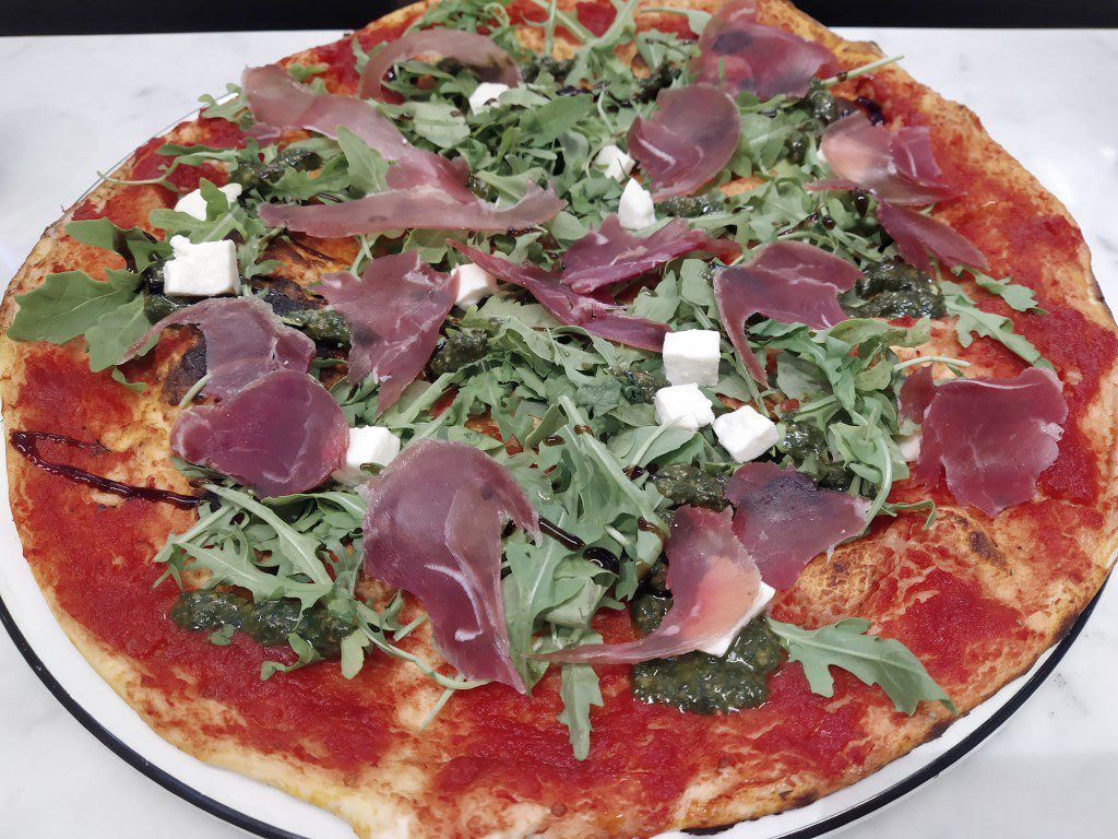 Pizza Express Parma Ham and Arugula Romana Pizza ($26)