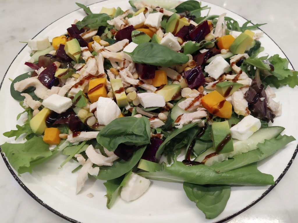 Pizza Express Leggera Superfood Salad ($17) with chicken at $5