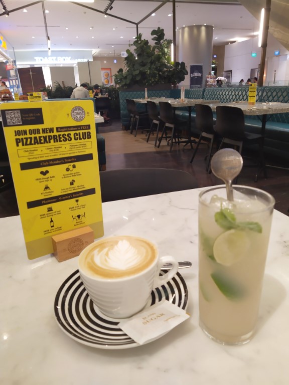 Pizza Express Latte and Lychee & Mint Cooler