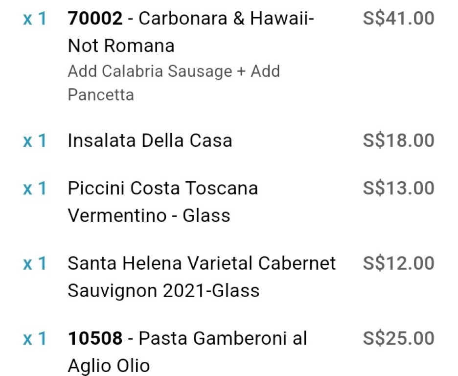 What we ordered at PizzaExpress Star Vista (Pizza Pasta Red / White Wines)