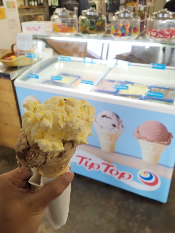 Ice cream cone from General Store Waitomo