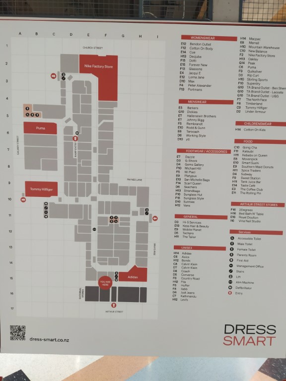 Map of Dress Smart Outlet Shopping Centre Onehunga Auckland