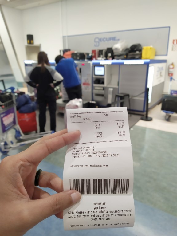 $12 to store our luggage at Auckland airport for up to 8 hours