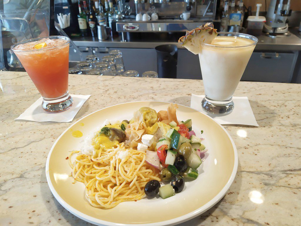 Pina Colada and Ultimate Mai Tai (Deluxe Beverage Package) on Spectrum of the Seas Windjammer Buffet Lunch