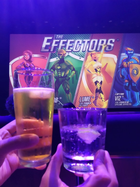 Having drinks Corona Gin Tonic at Royal Theatre Royal Caribbean Cruise Spectrum of the Seas The Effectors Production Show Time