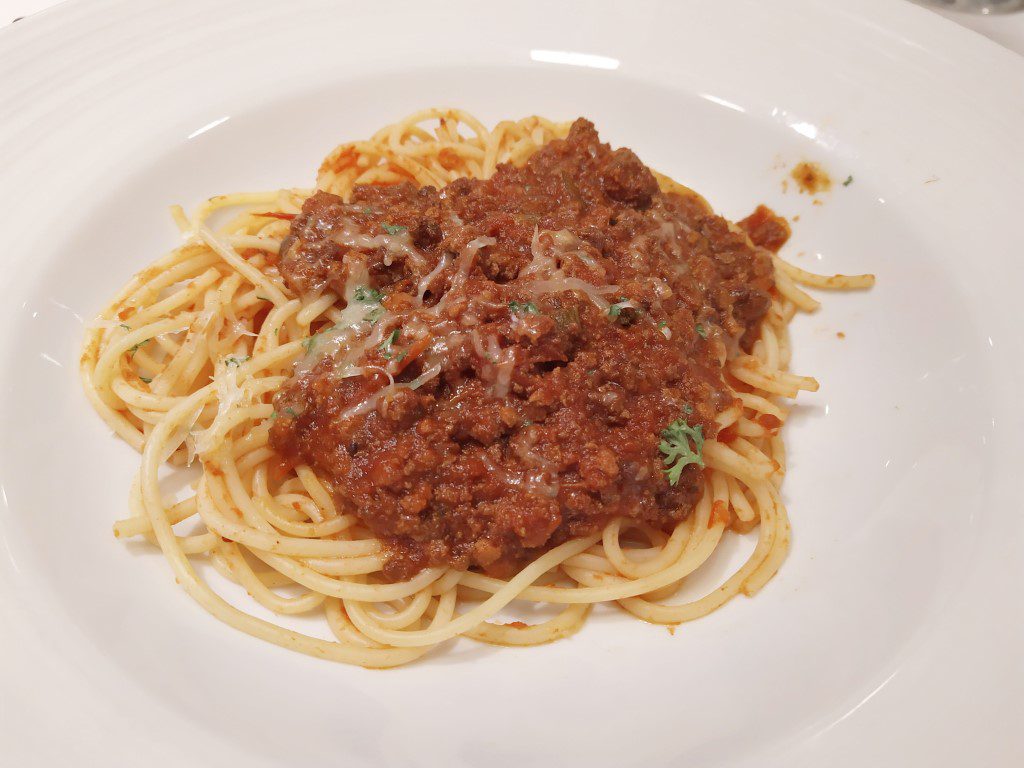 Main Dining Room Dinner Day 1 Spaghetti Bolognese Spectrum of the Seas Royal Caribbean Cruise