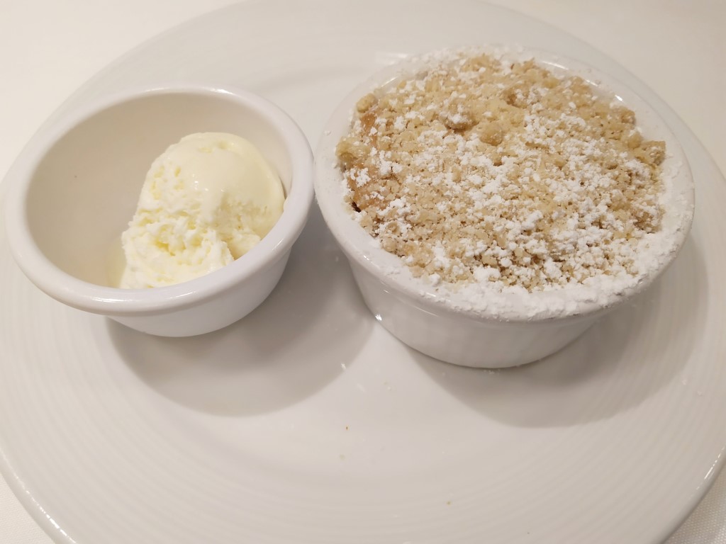 Main Dining Room Dinner Day 1 Apple Crumble Spectrum of the Seas Royal Caribbean Cruise