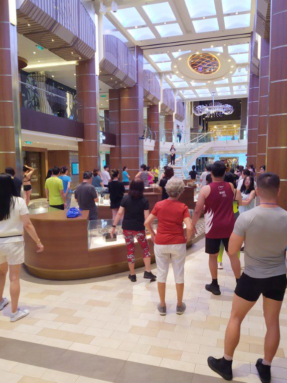 First activity of the day, Dancercise at Royal Esplanade (Deck 4) Spectrum of the Seas