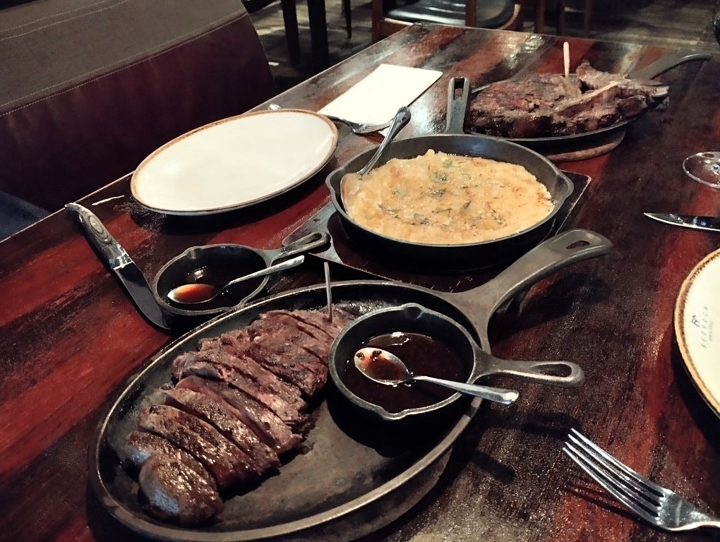 What We had at Bedrock Bar & Grill (Bedrock Pepper Steak, Dry Aged Beef and Bedrock Mac N' Cheese)