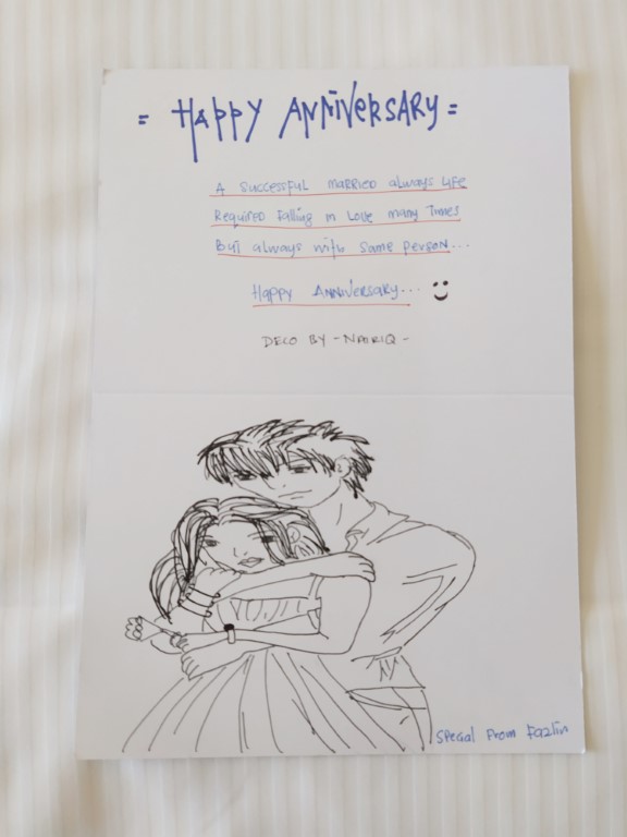 DoubleTree Hilton Johor Bahru Executive Club Lounge King Deluxe Room - Wedding Anniversary Hand drawn and written note by hotel staff