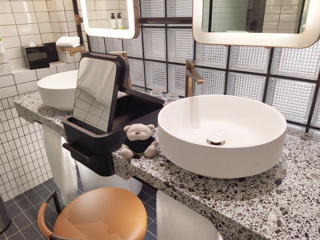 Modern finishes in the bathroom of Pullman Orchard Singapore Club Residence Room