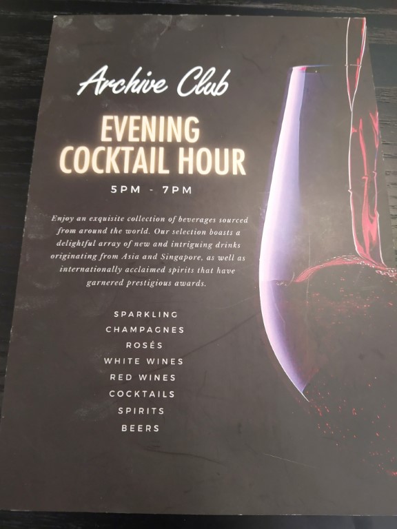Evening Cocktail Hour from 5pm to 7pm at Archive Club Pullman Singapore Orchard