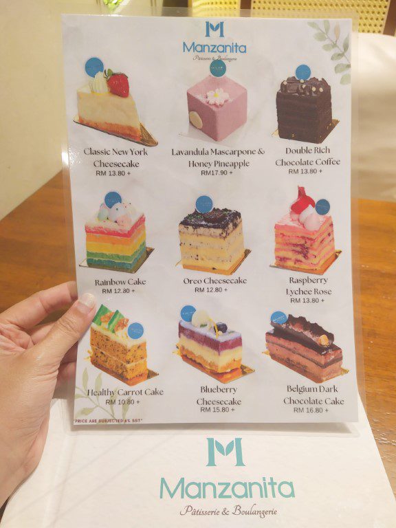 Manzanita Patisserie & Boulangerie Paradigm Mall Cakes Menu