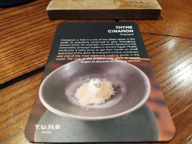 TUNG Dining Hanoi Review - Thyme Cinnamon Ingredient Description