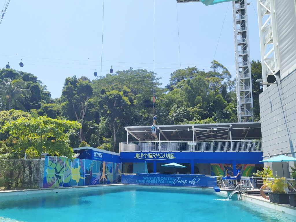 Pool for Bungy Jump next to AJ Hackett Skypark Tower