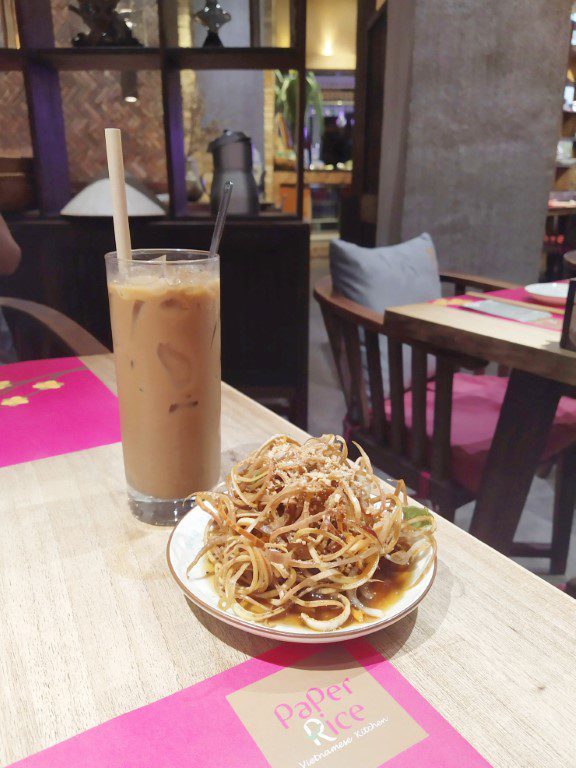 Set meal top up of Beef with Banana Blossom Salad and Cold Vietnamese Drip Coffee at Paper Rice Vietnamese Kitchen