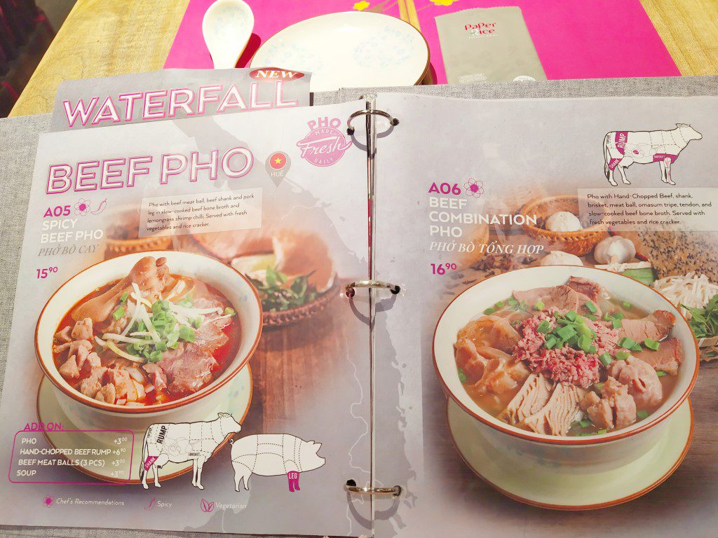 Paper Rice Vietnamese Kitchen Menu - Pho Dishes